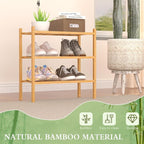 ROMGUAR CRAFT 3-Tier Bamboo Small Shoe Rack, Free Standing Wood Shoe Shelf - Image 4