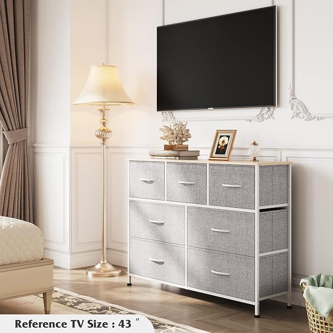 WLIVE 7 Drawer Dresser TV Stand, Entertainment Center, Media Console Table - Image 4