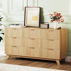VINGLI Fluted 9 Drawer Dresser for Bedroom, Wood Dresser by VINGLI