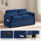 63" Velvet 3 in 1 Convertible Sleeper Sofa Bed, Pull Out Couch Bed Loveseat - Image 4