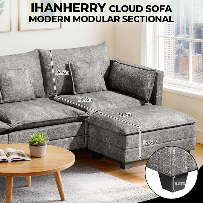 LEVELEVE 112.5" L-Shape Modular Sofa - Image 8