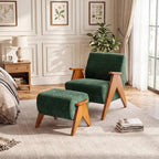 Linen Padded footstools Mid Century Modern Ottoman - Image 7