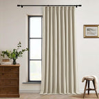 Burlywood Birch Pleated Blackout Linen 108 Inch Long Curtains 60 Inch Wide | - Image 7