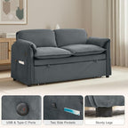 63" Velvet 3 in 1 Convertible Sleeper Sofa Bed, Pull Out Couch Bed Loveseat - Image 3