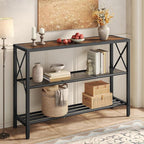 Hoctieon Industrial Console Table, 3 Tier Entryway Table, Hallway Table by Hoctieon