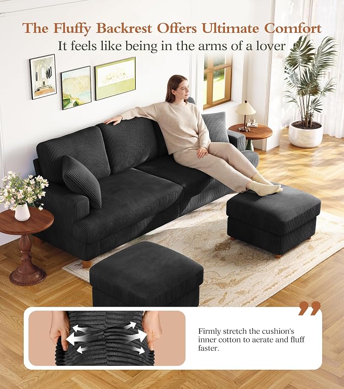 Kidirect 87in U Shaped Couch, Modular Sofa No Tool Assembly, Comfy Sectional - Image 4