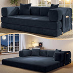 78.8" Convertible Sofa Bed, Corduroy Futon Couch by CUBENTE