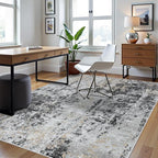 5x7 Area Rugs for Living Room Washable Bedroom Dining Room Black Grey Gold | - Image 3