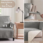 Quilted Cool Gray Sofa Slipcovers - Image 5