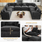 147'' Oversized U Shaped Cloud Sectional Sofa, Chenille Deep Seat Couches - Image 3