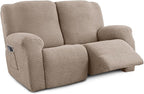 Recliner Loveseat Covers with Console, 6-Piece Stretch Geometric Strokes by Unknown