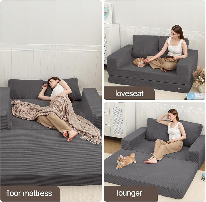 COMAX Convertible Sofa Bed Queen, Folding Fold Out Couch Bed, Floor Futon Couch - Image 5
