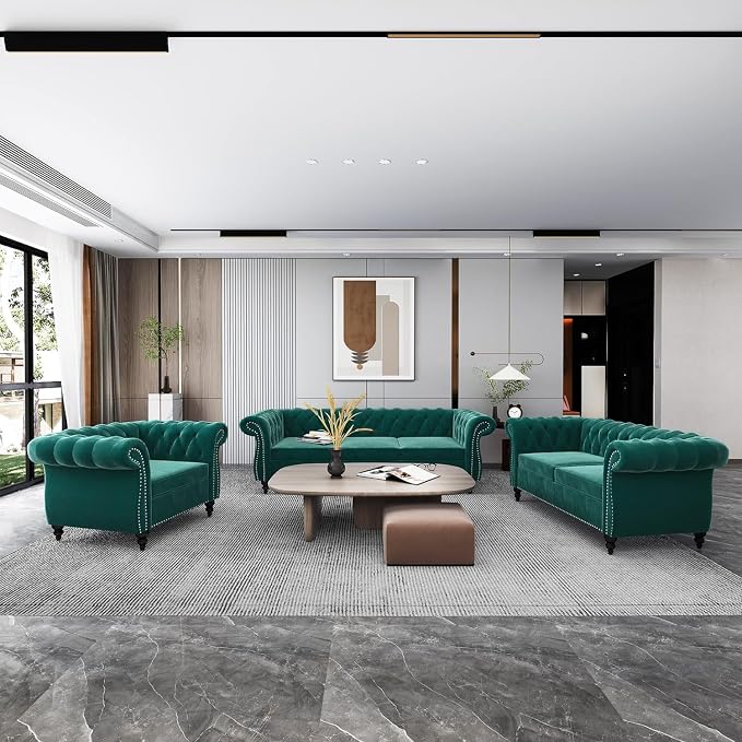 Living Room Chair, Modern Velvet Chesterfield Sofa Chair, Mid Century Single - Image 5