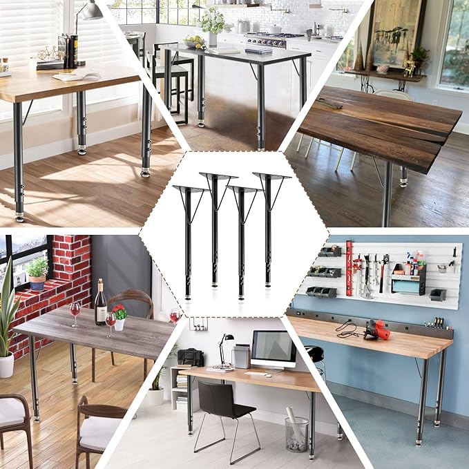Adjustable Table Legs 19-30 Inch, Heavy Duty Steel Furniture Legs - Image 6