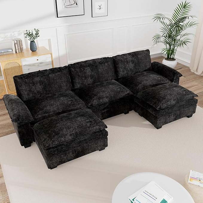 mestyl Modular Sectional Sofa Comfy Cloud Couch, U Shaped 3 Deep Seat Sofa Couch by MESTYL