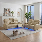 Power Recliner Sofa Set with LED Lights, Includes a Manual Loveseat and a 3 by Unknown