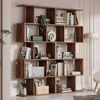Cozy Castle Set of 2 Geometric Bookcase, S-Shaped Modern Bookshelf, Room by CozyCastle