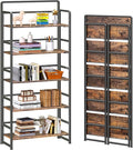 4NM No Assembly 5 Tiers Folding Bookshelf Storage Shelves Vintage Bookcase by 4NM