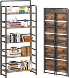 4NM No Assembly 5 Tiers Folding Bookshelf Storage Shelves Vintage Bookcase by 4NM