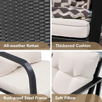 Devoko 3 Piece Rocking Bistro Set Wicker Patio Outdoor Furniture Porch Chairs - Image 5