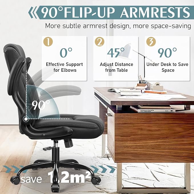 Leather Office Chair, PU Home Computer Desk Chairs - Image 4