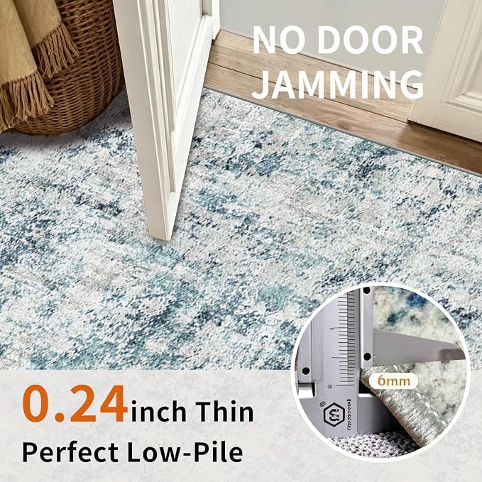 2x3 Small Washable Area Rug: Non-Slip Door Mat Ocean Mist | Dense Low Pile - Image 2