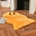 duduta Yellow Faux Sheepskin Rug 2x3 ft, Small Faux Fur Chair Covers | Shag by duduta
