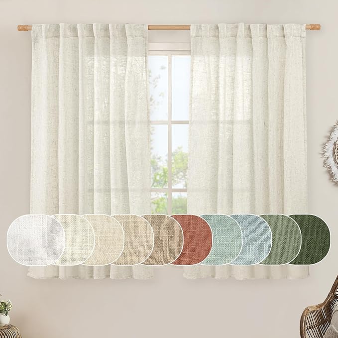 Short Linen Curtains 45 Inches Long by LAMIT