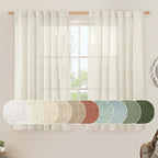 Natural Linen Semi Sheer Curtains 48 Inch by LAMIT