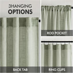 MIULEE Sage Linen Curtains 52x72 Inch Long - Image 3