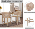 Martha Stewart Farmhouse Counter Height Bar Stools, Handcrafted Rattan Counter - Image 5