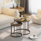 Garden 4 you Nesting Coffee Table, 23.6" Round Coffee Table Set of 2, Wooden - Image 3