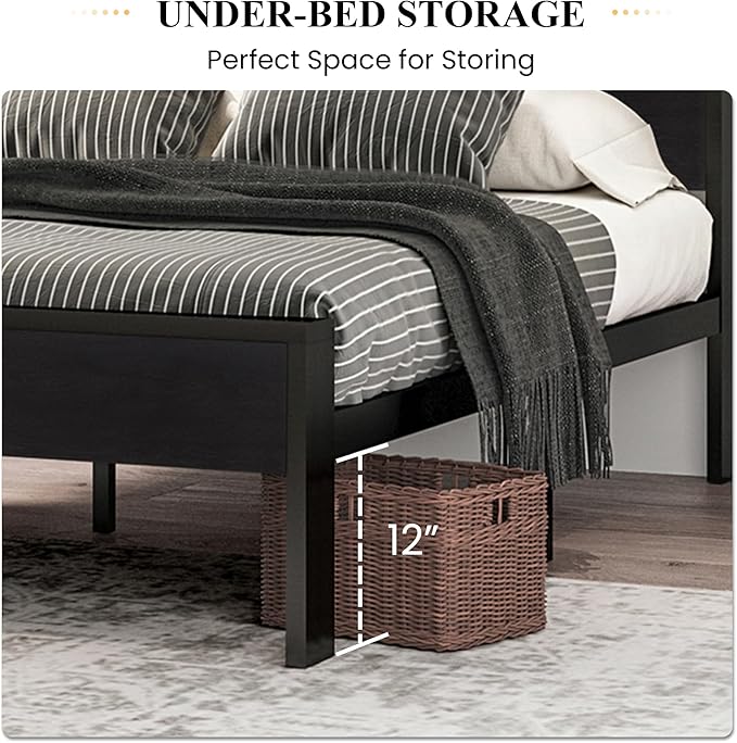 SHA CERLIN 14 Inch Queen Size Metal Platform Bed Frame - Image 4