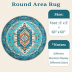SERISSA 5ft Washable Non Slip Round Boho Area Rug - Image 6
