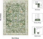 Yamaziot 5x7 Washable Area Rug for Living Room Floral Carpet Sage Green | Non - Image 2