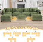 147'' Sectional Cloud Deep Seat Couch, Oversized Chenille U Shaped Sectional - Image 6