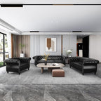 Chesterfield Loveseat Sofa, Modern Leather Small Sofa Couch 2 Seater - Image 4