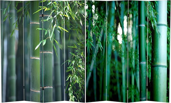 Red Lantern 6 ft. Tall Double Sided Bamboo Tree Canvas Room Divider 4 Panel 4 by RedLantern