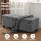 WUTUTUEE 51" Fabric Storage Ottoman Bench, Upholstered Rectangle End of Bed - Image 6