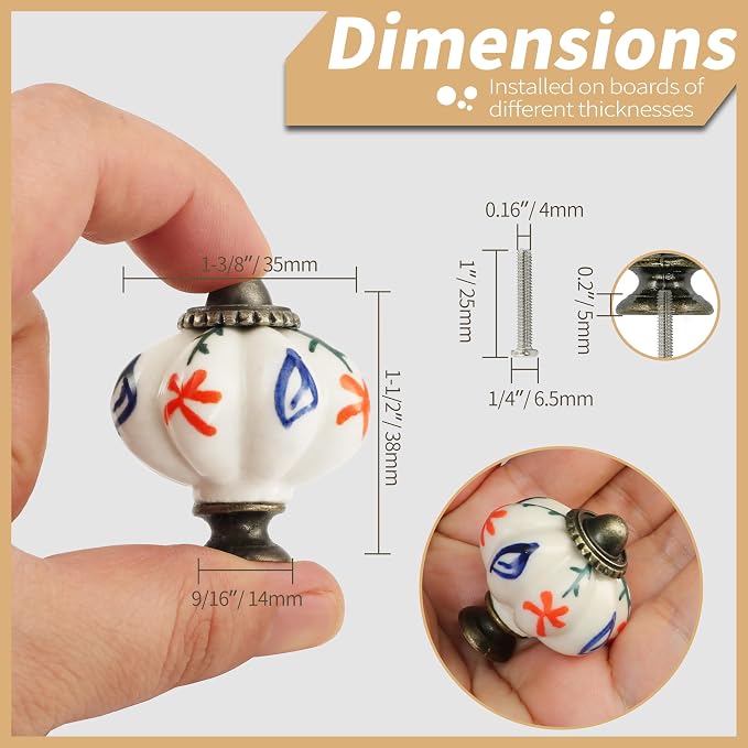Ivory Pumpkin Knobs 12 Pack Ceramic Cabinet Knobs Vintage Drawer Pulls - Image 4