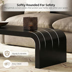 Modern Curved Coffee Table, 47.2’’ Minimalist Waterfall Center Table - Image 4