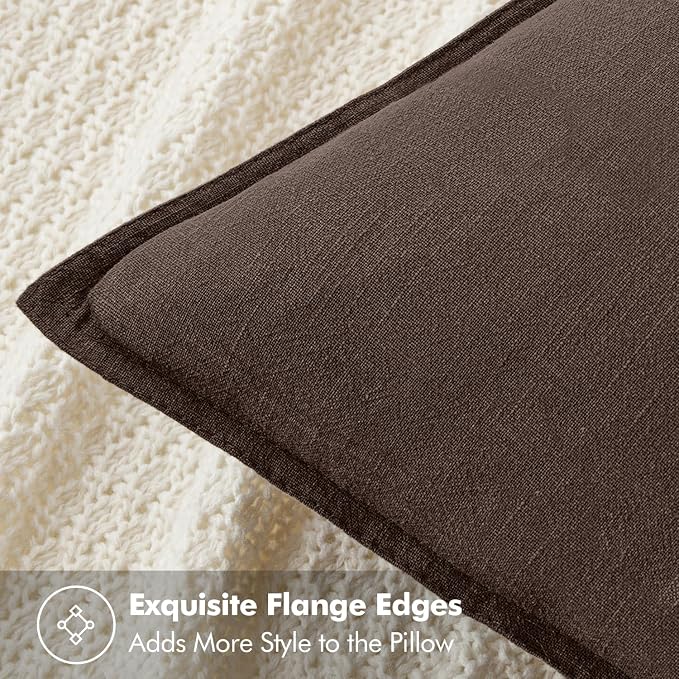 MIULEE Decorative Linen Pillow Covers 20x20 Inch Reddish Brown | Boho - Image 2