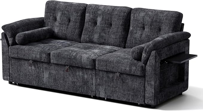 Convertible Sleeper Sofa Bed, 63 Inch Chenille Pull Out Couch - Image 12