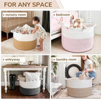 INDRESSME Large Laundry Basket, 21.7'' x 13.8'' Cotton Rope Blanket Basket - Image 5