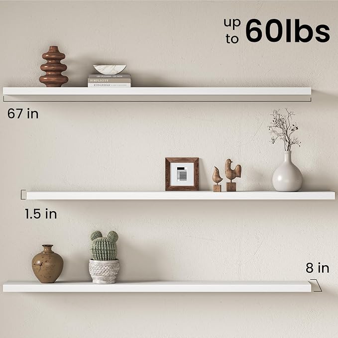 Fun Memories 67Inch Long Floating Shelves, 8 Inch Deep Shelves - Image 3