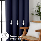 Simplebrand Ava Navy Blue Short 36 Inches Blackout Curtain 2 Panels Set - Image 7