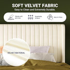 Allewie King Size Velvet Bed Frame/Vertical Channel Tufted Wingback - Image 6