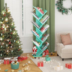 SHEEPAM 10 Tier Tree Book Shelf, Floor Standing Wood Bookshelf - Image 8