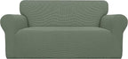 Easy-Going Stretch Oversized Loveseat Couch Covers Washable Greyish Green | by Easy-Going