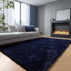 Navy Blue Rug 3x5, Fluffy Dark Blue Rugs - Image 11